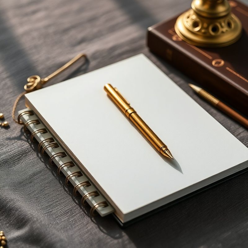 Notebook pro finanční plánování se zlatým perem na desce v tónech charcoal